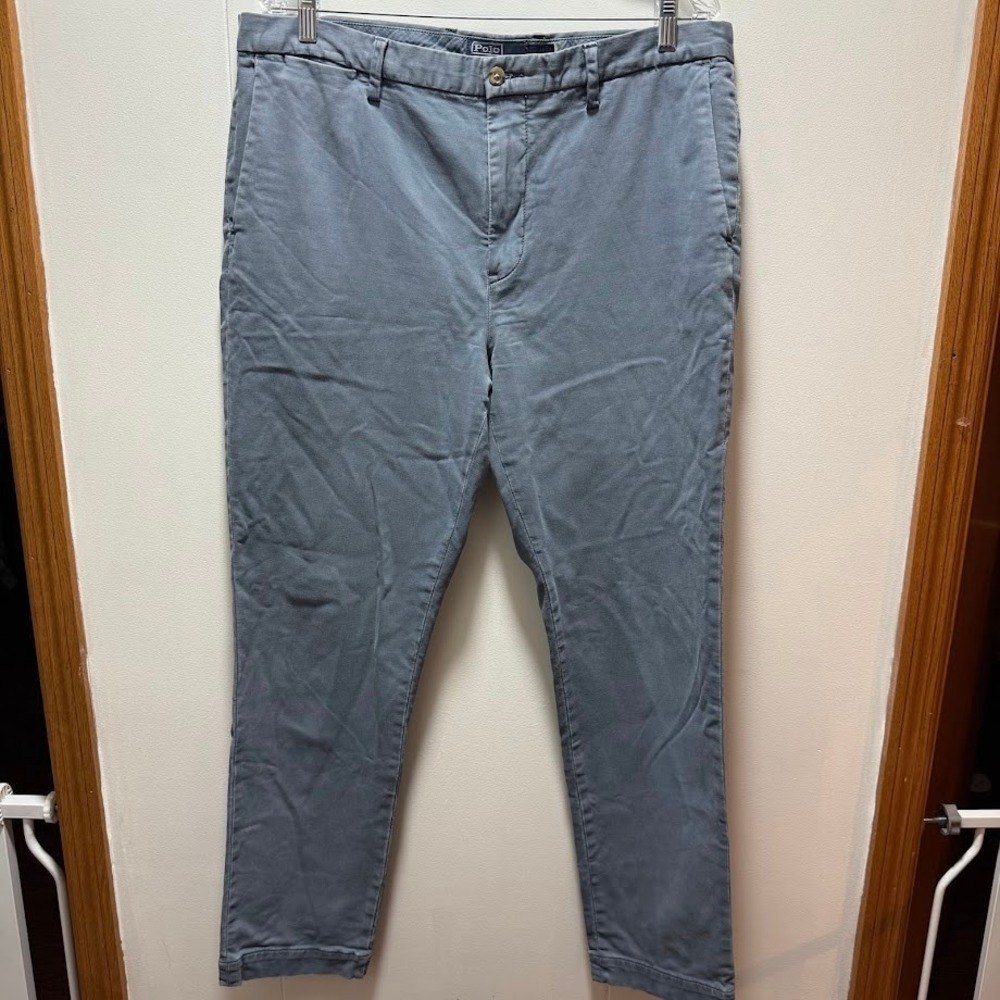 Polo Ralph Lauren Men Straight Fit Chino Pants Gray Blue Size 36x32